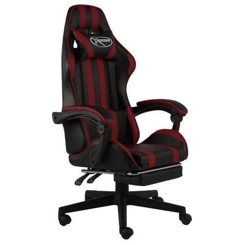 vidaXL Fauteuil de jeux vidéo et repose-pied Noir/bordeaux Similicuir