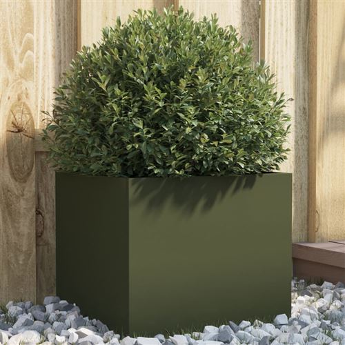VidaXL Jardinière vert olive 32x30x29 cm acier laminé à froid