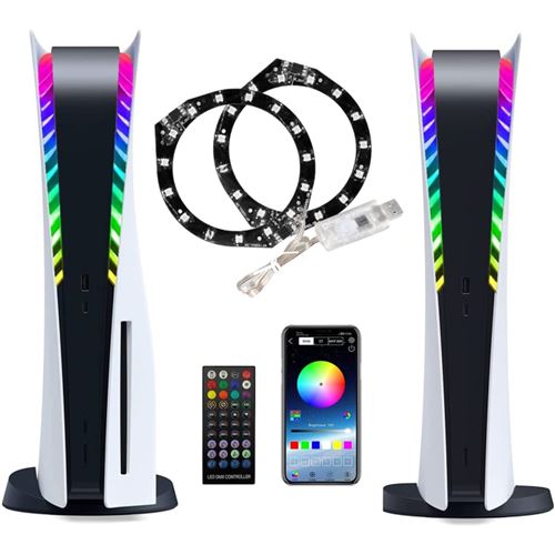 Autre accessoire gaming Pour PS5 RGB Lights Strips 8 Couleurs Décoration multiple Led Lights avec télécommande
