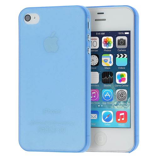 doupi UltraSlim Coque pour iPhone 4 4S, fin mat ultra mince et ultra léger Bumper Cover Housse de Protection, bleu