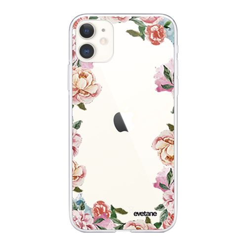 Coque pour iPhone 11 souple transparente Flowers Motif Ecriture Tendance [Evetane®]