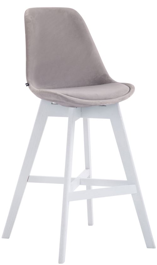Tabouret de bar Cannes en velours , Gris/Blanc