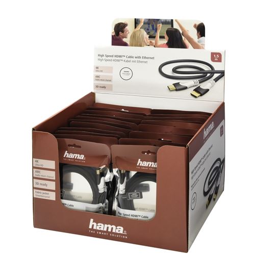 Câble HDMI™ haute vitesse,St.-St.,Ethernet tissu plaqué or 1,5m noir