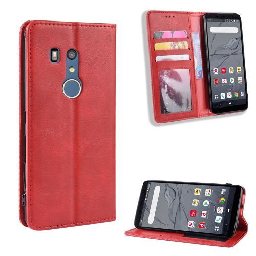 Etui en PU style vintage auto-absorbé rouge pour votre Fujitsu Arrow Be3 F-02L
