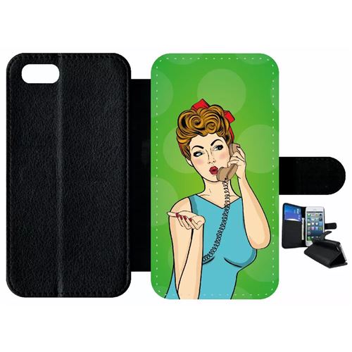 Etui À Rabat Apple Iphone 7 Pin Up Fond Vert