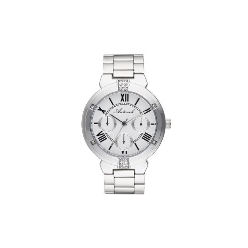 Montre Femme Antoneli à Quartz Cadran Blanc 38 mm Et Bracelet Argenté En Acier ANT2143
