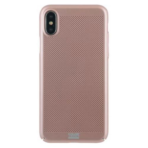 Coque rigide perforée rose dorée Colorblock pour iPhone X