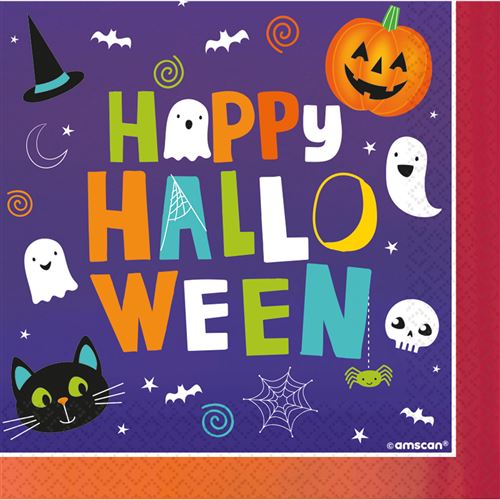 Amscan serviettes de table Halloween junior 33 cm papier violet 16 pièces