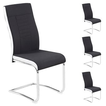Chaises De Cuisine Et De Salle à Manger Lot De 4 Chaises De Salle A Manger Ou Cuisine Alba Avec Assise Rembourree Et Pietement Chrome Revetement En Tissu Noir Et Blanc Achat Prix Fnac