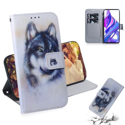 Etui en PU peau d'impression Loup pour votre Huawei Honor 9X/9X Pro