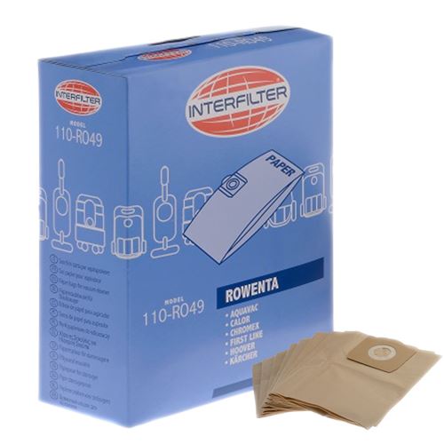 Boîte de 8 sacs papier Aspirateur 35601439 ROWENTA, KARCHER, AQUAVAC, CHROMEX, CALOR, HOOVER, DELONGHI, FIRSTLINE, NEVA, SHOP VAC, MAC ALLISTER, NILFISK - 35751