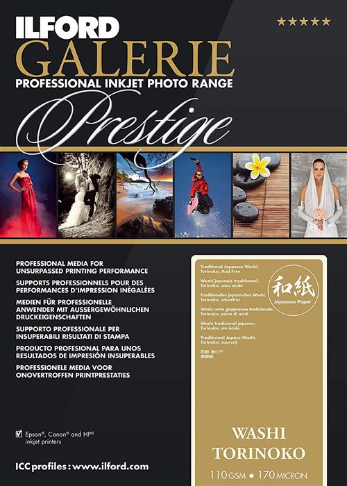 Ilford 2005041 Galerie Prestige Washi Torinoko – Papier Photo A3 + 25 Feuilles