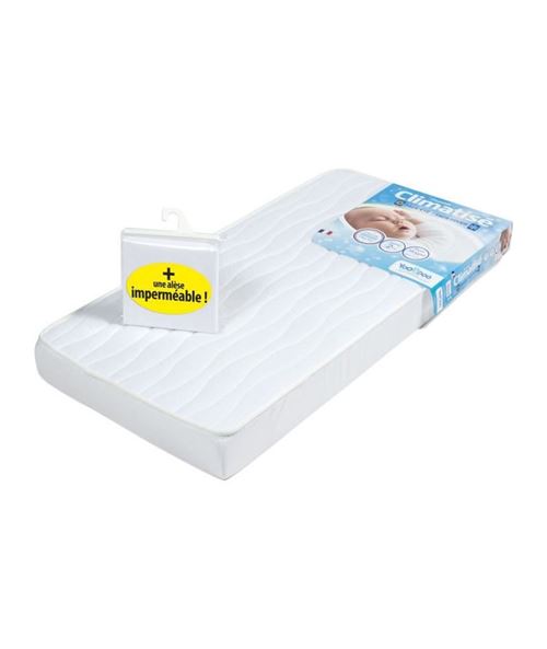 YOOPIDOO Matelas bébé Climatisé - Eté Hiver - Fabrication française - 60 x 120 x 12 cm + Alese imperméable