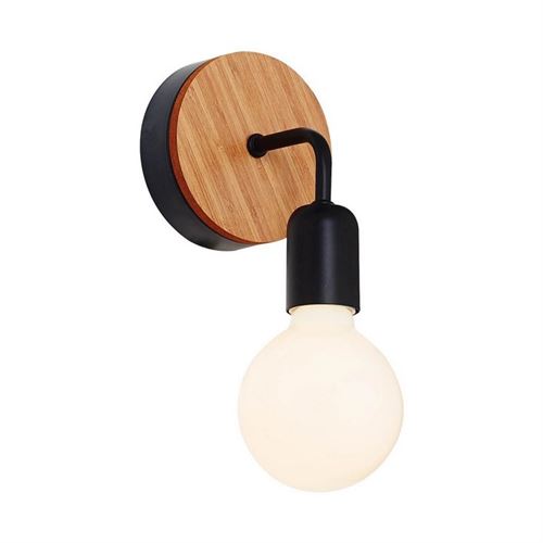 HOMEMANIA Lampe Murale Valetta Applique - Noir en Bois, Métal, 13 x 13 x 13 cm, 1 x E27, 40W