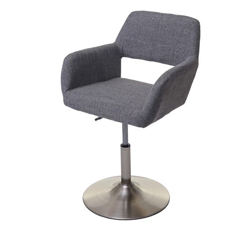 Chaise de salle à manger MENDLER HWC-A50 III tissu gris pied en métal brossé