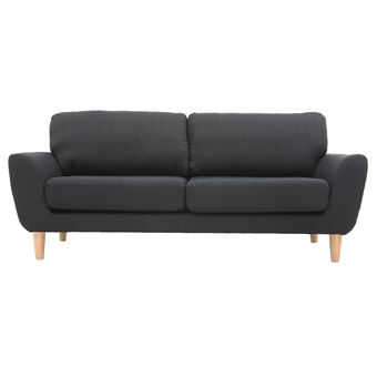 Canapé Scandinave Tissu Gris Anthracite 3 Places Alice