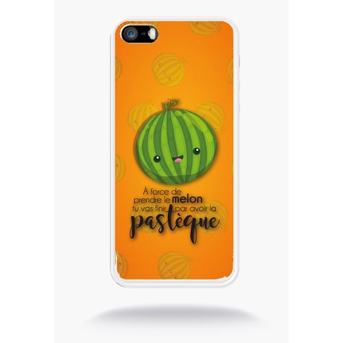 Coque Force De Prendre Le Melon Tu Vas Finir Par Avoir La Pastque Fond Orange Compatible Apple Iphone 5s Silicone Blanc Mat