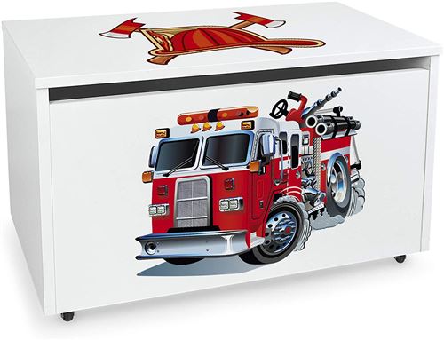 Grande coffre à jouets sur roues - Camion de Pompiers