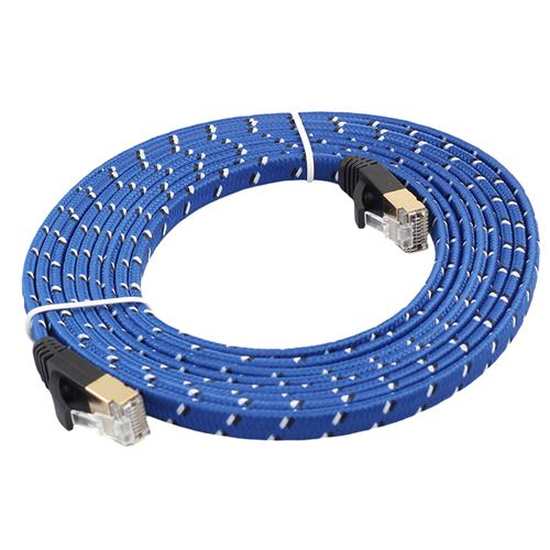 (#24) 8m Gold Plated CAT-7 10 Gigabit Ethernet Ultra Flat Patch Cable for Modem Router LAN Network, Built with Shielded RJ45 Connector