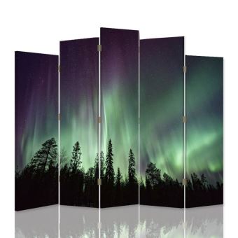 Feeby Diviseur De Piece Deco D Interieur Paravent 5 Pans Assymetriques 1 Face Aurore Boreale 180x180 Cm Achat Prix Fnac