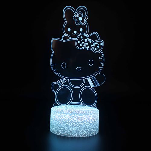 Lampe 3D Tactile Veilleuses Enfant 7 Couleurs avec Telecommande - Hello Kitty #592