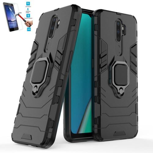 Coque Oppo A9 2020 Anti Choc Noir Avec Film Verre Trempé Housse Etui Antichoc Armor Avec Support Magnétique hfs-house®