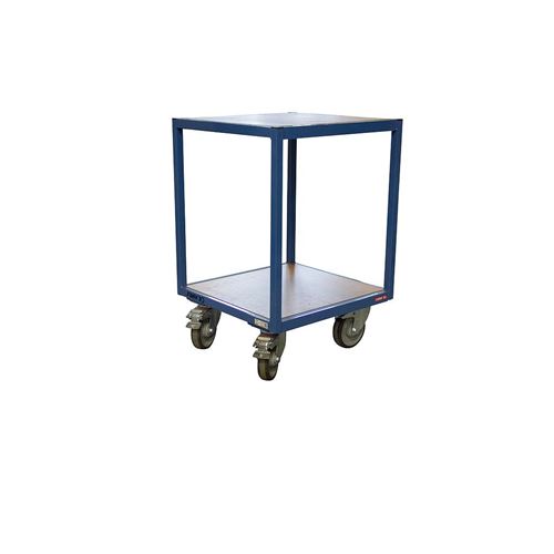 Fimm - Servante d'atelier charge 400 kg 2 plateaux bois medium 600 x 600 mm Ø roues 160 mm sans tiroir