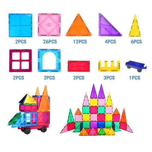 MAGBLOCK Jouets Magnétiques Enfants Tuiles de Construction Magnétiques 100 Pcs Blocs Magnétiques 3D Ensembles de Construction Préscolaires Jouets Éducatifs pour Tout-Petits Garçons et Filles