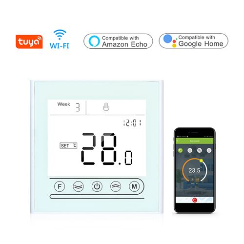 Contrôleur de température programmable de Thermostat intelligent WiFi Tuya pour le chauffage de l'eau Compatible avec l'écran tact