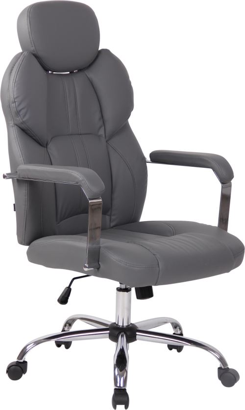 Fauteuil de Bureau Almelo en Similicuir - Chaise de Bureau avec Roulettes Accoudoirs - Réglable en hauteur Pivotante - Couleur d'assise Gris