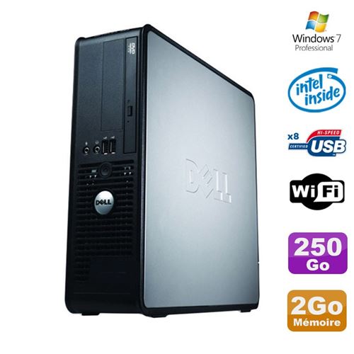 PC Dell Optiplex 380 Sff E5200 2.5Ghz 2Go Disque 250Go Dvd WiFi Win 7 Pro