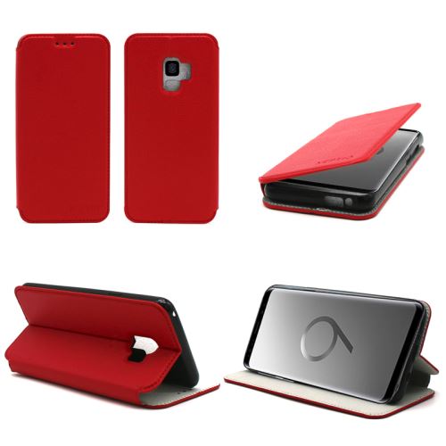 Etui luxe Samsung Galaxy S9 4G rouge Slim Cuir Style avec stand smartphone 2018 - Housse coque de protection - Accessoires pochette XEPTIO case