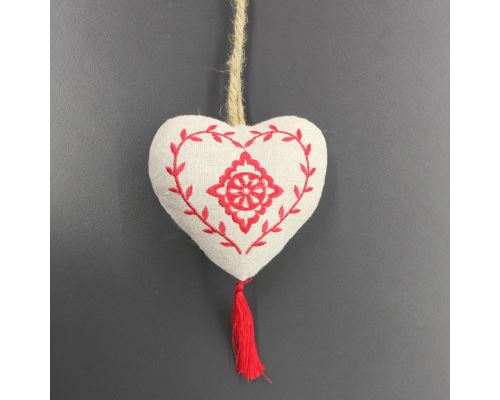 Pompon 10 x 10 cm lin romance Lin/Rouge