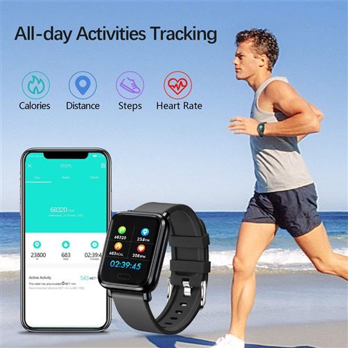 Montre Connectée Homme Femme,Smartwatch Compatible Samsung Huawei Xiaomi  Android iOS Podometre Montre Sport Cardiofrequencemetre Etanche IP68 GPS