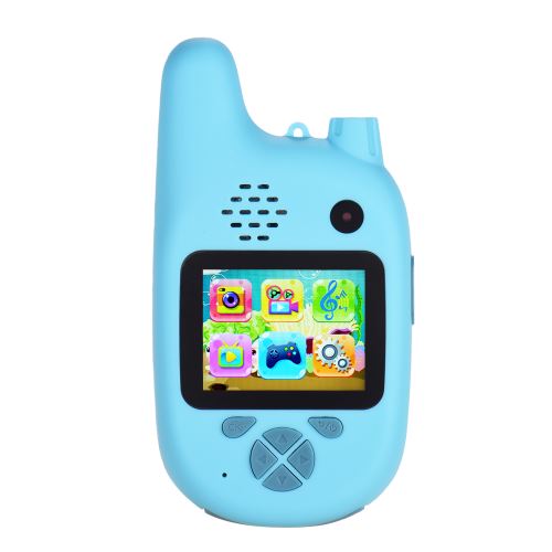 Appareil photo pour enfants Talkie-walkie 8MP Double lentilles 2.0 pouces Écran IPS Mémoire étendue Batterie intégrée Musique et -Bleu