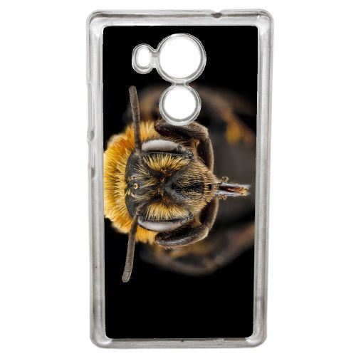 Coque macro tete d'abeille sur fond noir compatible huawei mate 8 transparent