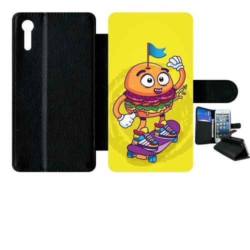 Etui À Rabat Sony Xperia Xz Burger Fond Jaune
