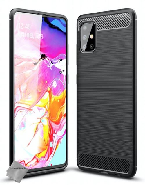 Coque silicone gel carbone pour Samsung Galaxy A51 avec verre trempe - NOIR