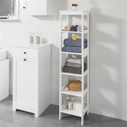SoBuy® BZR14-W Meuble Colonne de Salle de Bain Armoire Haute étagère