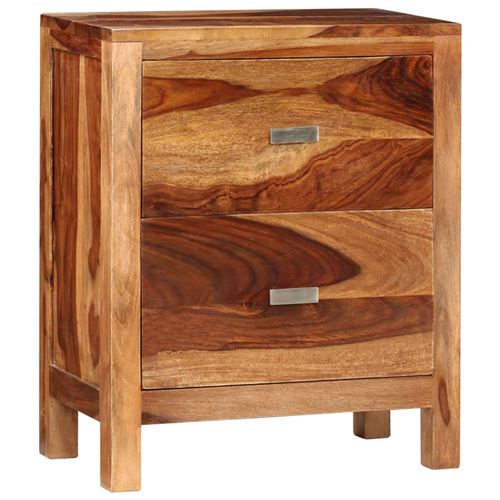 vidaXL Table de chevet en bois sheesham solide avec 2 tiroirs