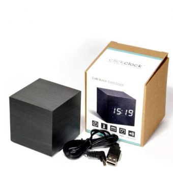 Réveil Gingko cube Click Clock Noir