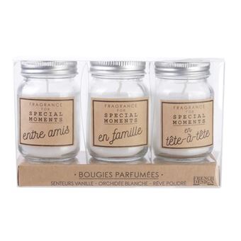 Paris Prix - Lot De 3 Bougies Parfumées spécial Moments 8cm Blanc