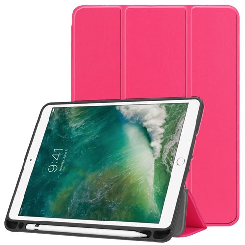 Etui en PU trois volets à puce avec fente pour stylo couleur rose pour votre Apple iPad 9.7