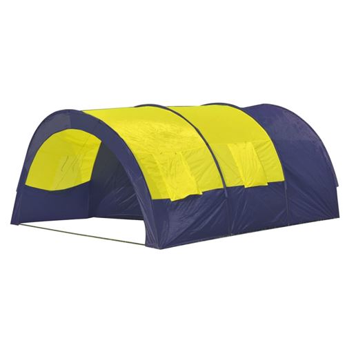 Polyester Kampeertent 6-persoons (blauw/geel)