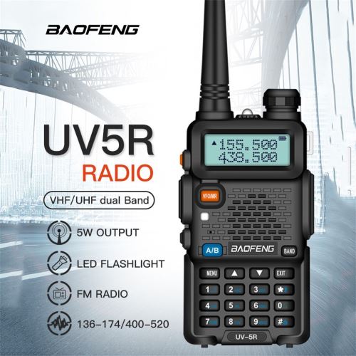 Ecouteurs Émetteur-récepteur BAOFENG UV-5r VHF UHF Dual Band Radio 136-174  400-480 MHz t1 Talkie Bluetooth, Sans Fil - Noir - Ecouteurs