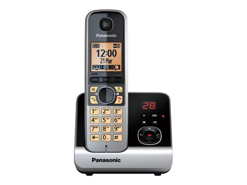 Panasonic KX-TG6722GB - Téléphone sans fil - système de répondeur avec ID d appelant - DECT - noir + combiné supplémentaire