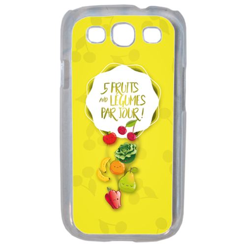 Coque 5 Fruits Et Legumes Fond Jaune Compatible Samsung S3 Transparent