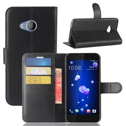 HTC U11 Life Housse Etui Cuir PU Texture Litchi Noir ALS53161