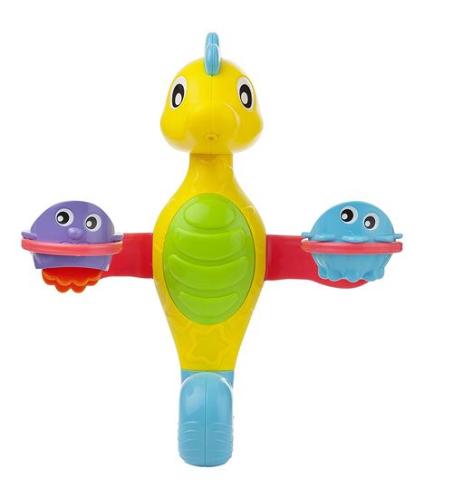 Playgro – Flowing Bath Tap & Cups – Jouet de Bain Hippocampe – 3 Pieces