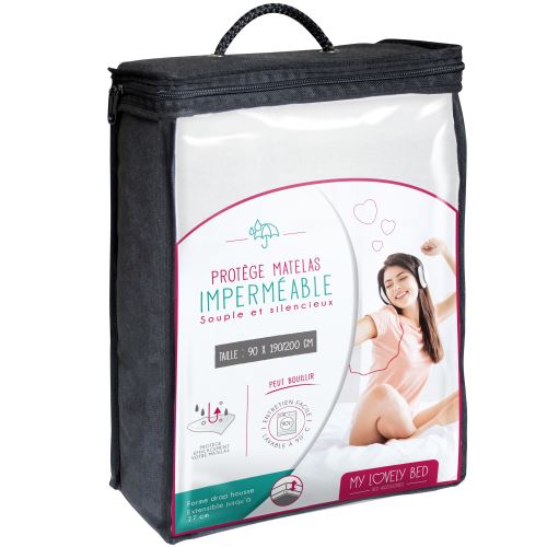 Mylovelybed - protège matelas 90x190/200 cm - alèse imperméable - souple et silencieux - forme drap housse